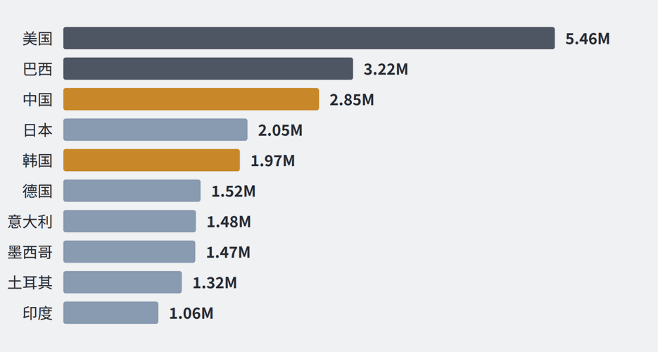 The ten countries or regions with the highest estimated procedure volumes in 2025